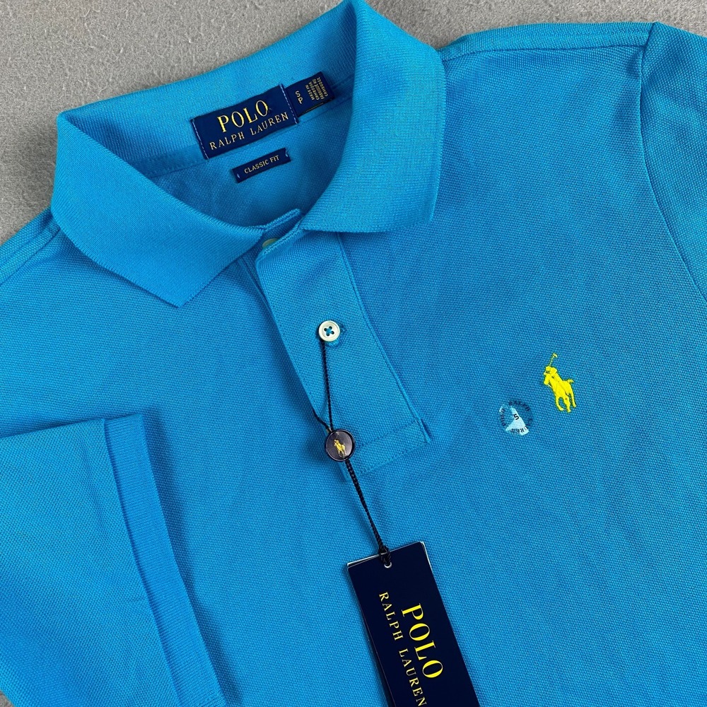 Polo Ralph Lauren mens Shirt S Small classic fit Mesh yellow pony NWT NEW
